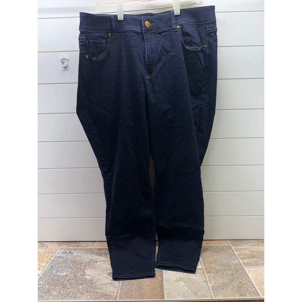 Lane Bryant Women 20 Dark Wash Skinny Jeans High Rise Blue Denim Plus Size